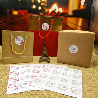 KIT ETIQUETAS 120 ADESIVOS SELO COM CARINHO CLIENTE 4x4 CM DESTAQUE