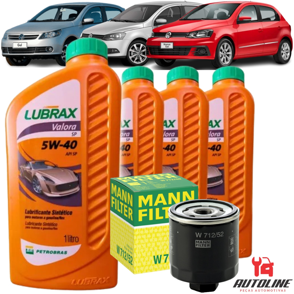 Kit Troca de Oleo 5w40 Lubrax Volkswagen Gol Saveiro Voyage G5 G6 G7 1. ...