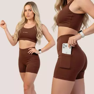 Conjunto Fitness Feminino Strep – Top e Short com Bolso Lateral em Poliamida para Academia