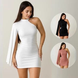 Vestido Feminino Mula Manga Moda Gringa Suplex Vestido De Festa Encorpado Lançamento