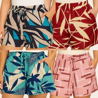 Short Feminino Plus Size Bermuda Feminina Plus Size Curve Roupa De Praia em Oferta na Shopee