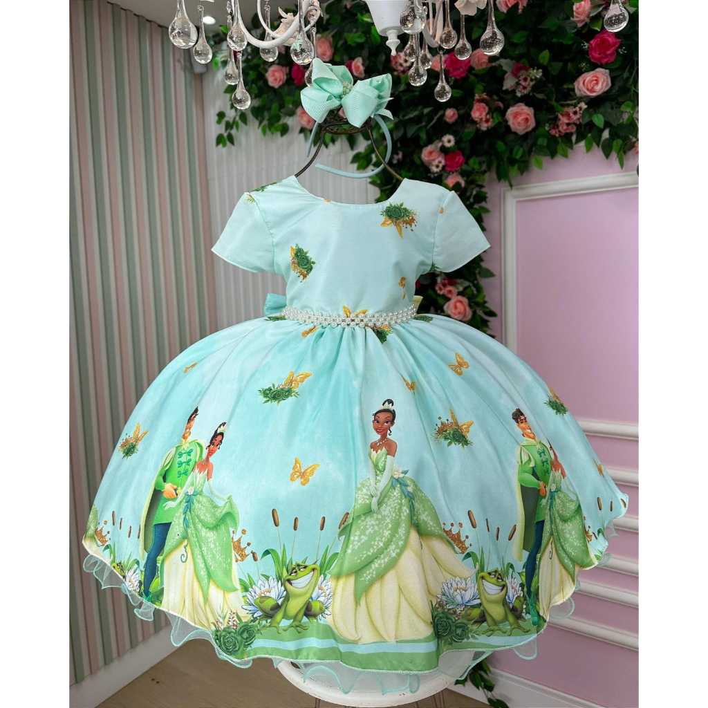 Vestido Infantil-Juvenil Tematicos A Princesa e o Sapo - Tiana | Shopee ...