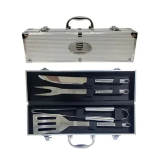 Kit Churrasco Inox c/ 4 Peças Flamengo em Oferta na Shopee