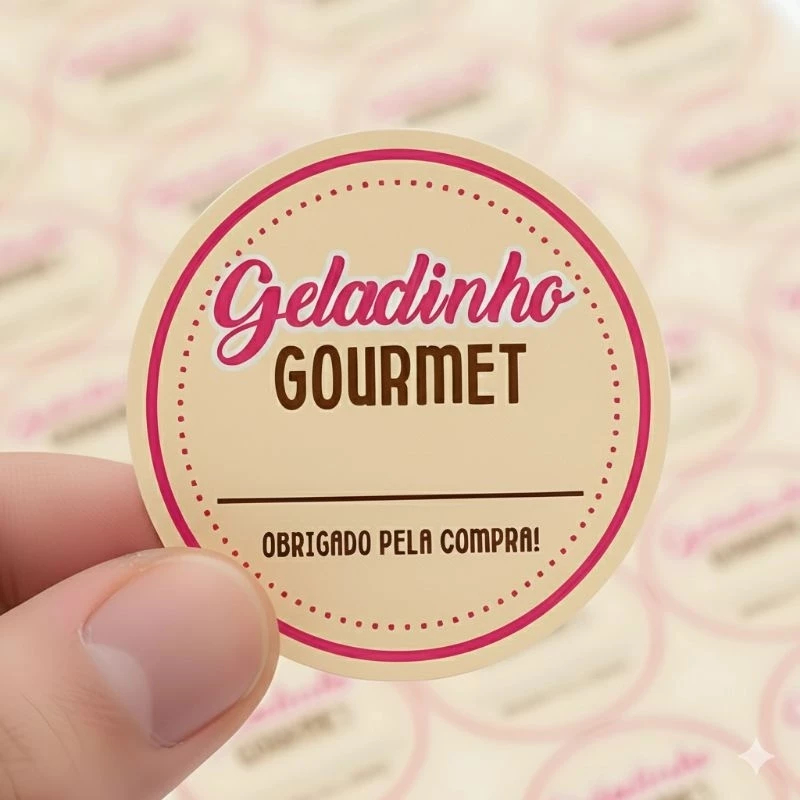 Kit 30 etiquetas GELADINHO GOURMET rótulos 4x4cm adesivo personalizado ...