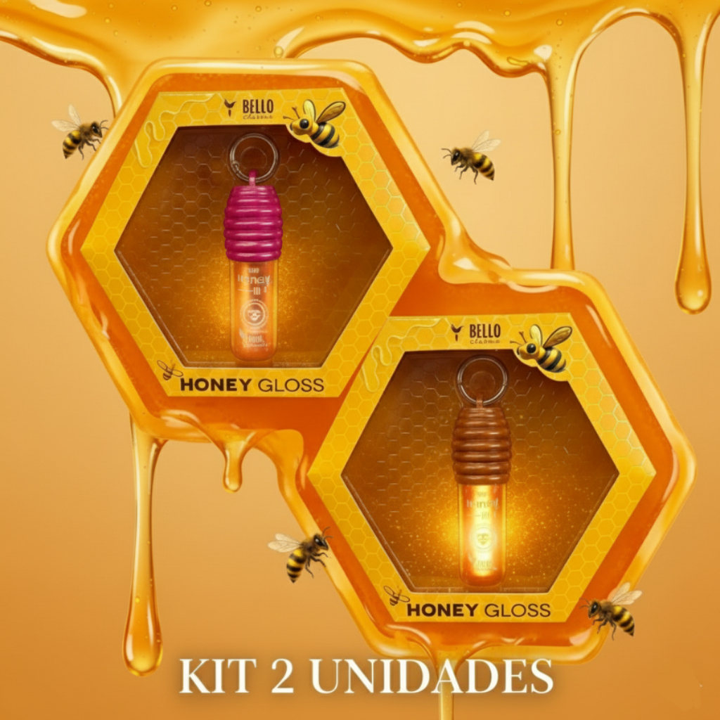 Kit 2 Gloss Honey Gloss Brilho Labial de mel com chaveiro - Bello ...