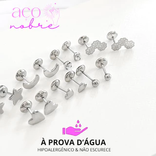 Brinco Tarraxa de bebê De Click Aço Inox Não Escurece e Não Causa Alergias