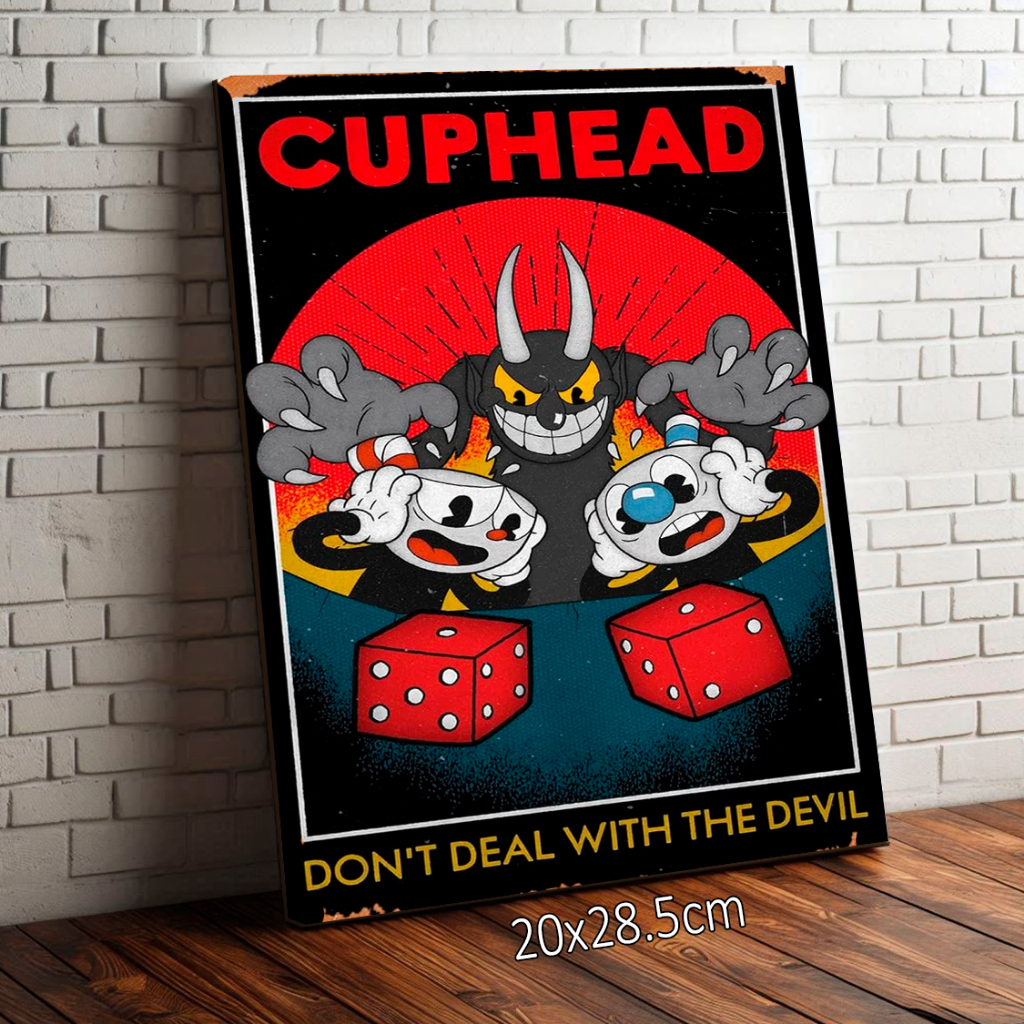 Placa Quadro Decorativo Cuphead Don't Deal With The Devil 20x28