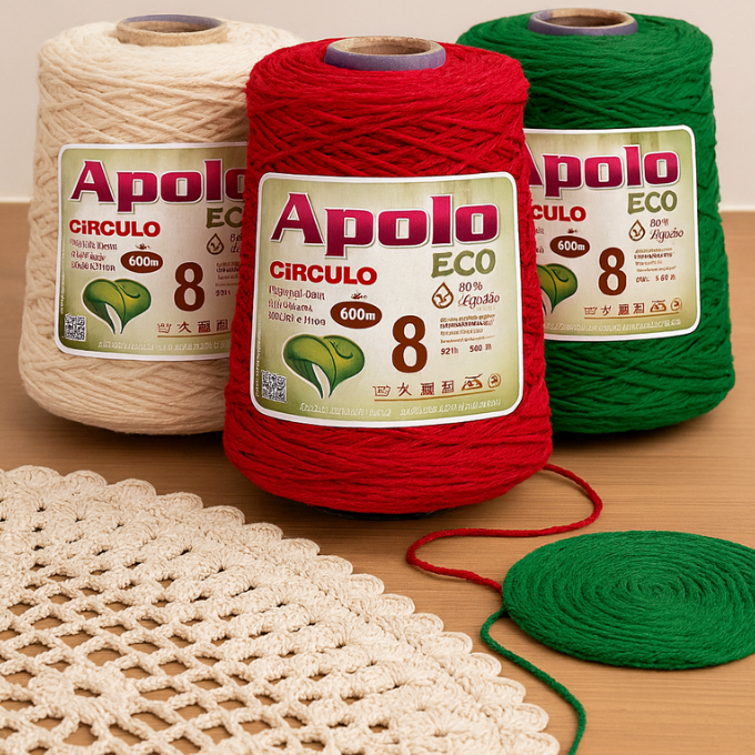 Barbante Apolo Eco nº8 Circulo 600g Cru e Cores | Shopee Brasil