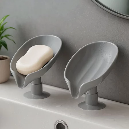 Kit Saboneteira Plástico Ventosa Pia Banheiro Sabonete Suporte Folha