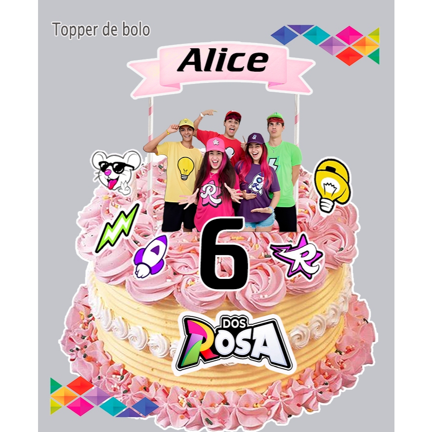 Festa Grupo dos Rosa Topper de bolo Personalizado nome e idade ...