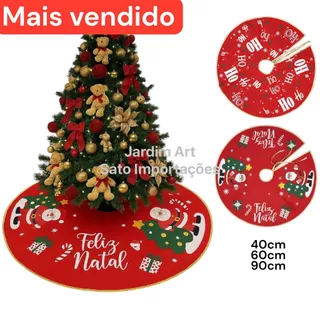 Saia De Árvore De Natal Estampada Premium Vermelha Enfeite Decorativo Natalino Outfiter