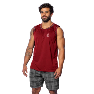 Pijama Regata Liso Bordado Masculino Conjunto de Verão Short Estampado Malha em Oferta na Shopee