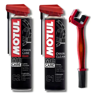Kit Motul Limpa E Lubrifica corrente C1 + C2 + Escova De Limpeza