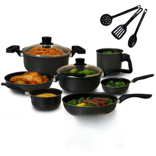 Jogo De Panelas Antiaderente 10 Peças Com Tampa De Vidro Gal em Oferta na Shopee