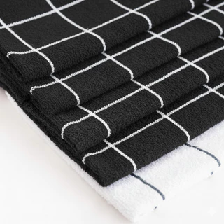 kit 4 Pano de Prato Preto 45x60cm 100% Algodão – Grosso e Atoalhado Chef
