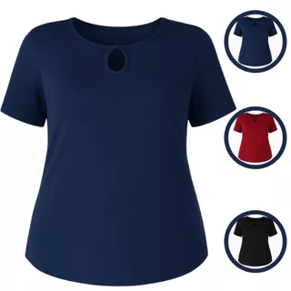 Blusa Feminina T-Shirt Plus Size Blusinha Curve Básica G1 G2 G3 Promoção em Oferta na Shopee