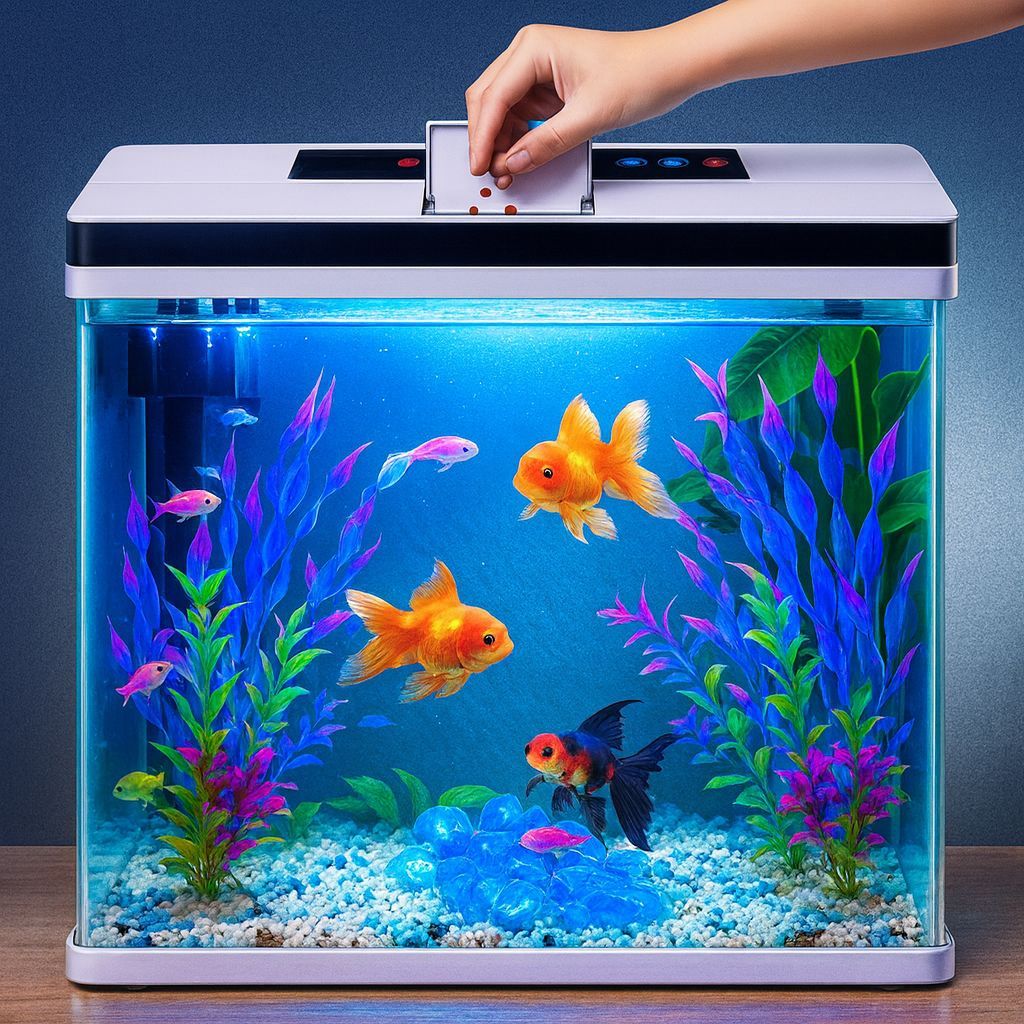 Aquario Completo C/ Filtro e Bomba Submersa Luz de Led Multicor ...