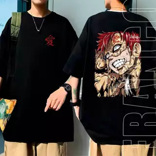 Camiseta Estampada Oversized Anime Gaara Unissex 100% Algodão Feminino Masculino