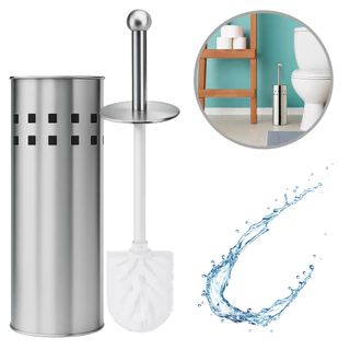 Escova Sanitária Vaso Limpeza Higienização Em Aço Inox Com Suporte