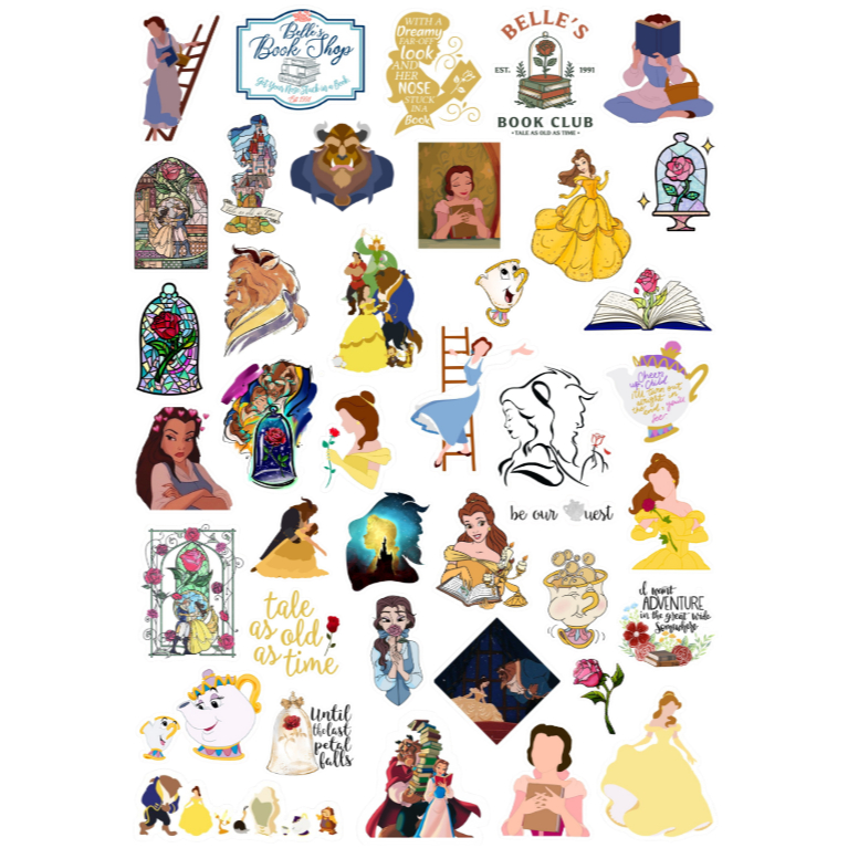 Cartela de Adesivos Stickers Bela e a Fera Beauty and The Beast ...