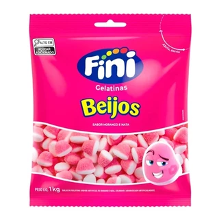 Bala Mini Beijos Morango 1kg - Fini
