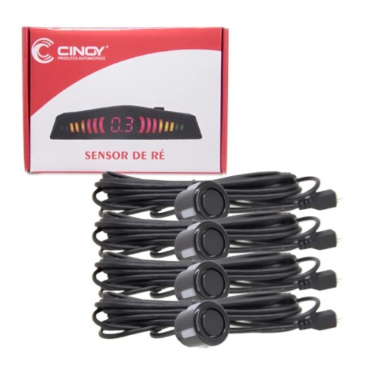 Sensor De Ré Estacionamento 4 Sensores Led Digital Cinoy PRETO FOSCO ...