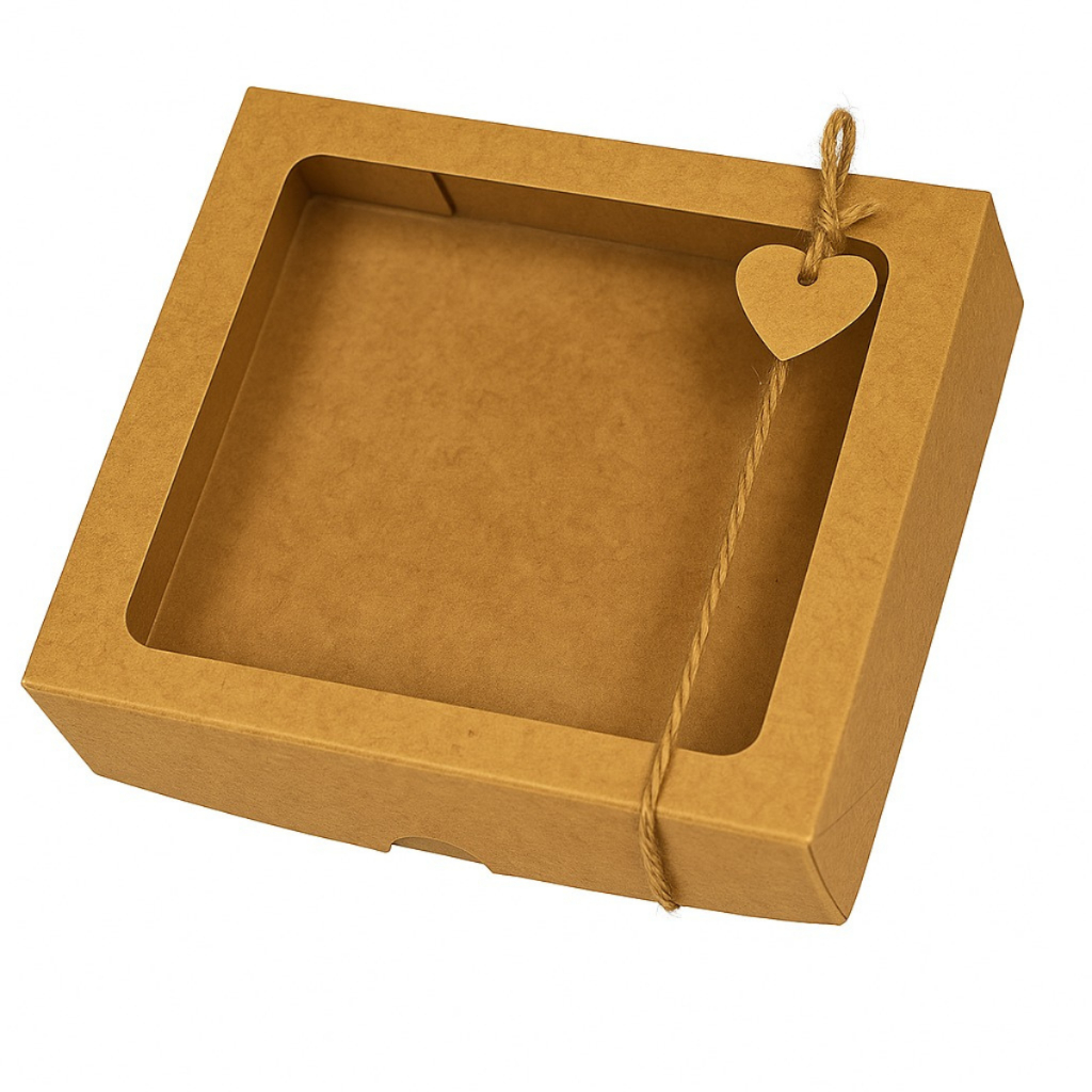 Caixa Para Doces Trufas Bombom 20x20x6 Kraft Com Visor 10 Un