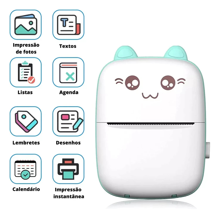 Mini impressora térmica portátil infantil para celular via bluetooth ...