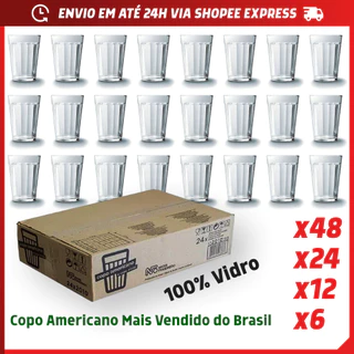 Kit 12/24 Peças Copo Americano Tradicional 190ml Para Cerveja Suco Café Refrigerante Água Nadir