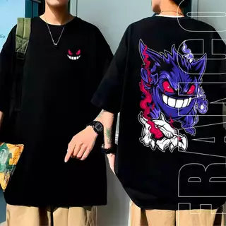 Camiseta Estampada Oversized Anime Gengar Lançamento Unissex 100% Algodão Feminino Masculino