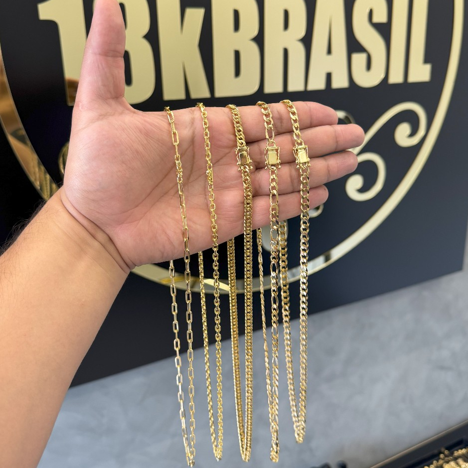 Correntes Grossa Masculina Banhada a Ouro 18k Fecho Gaveta Vários Modelos Cordão Promoção
