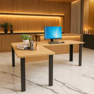 Mesa Gamer em L Estilo Industrial – Ideal p/ Computadores e Organização de Escritório