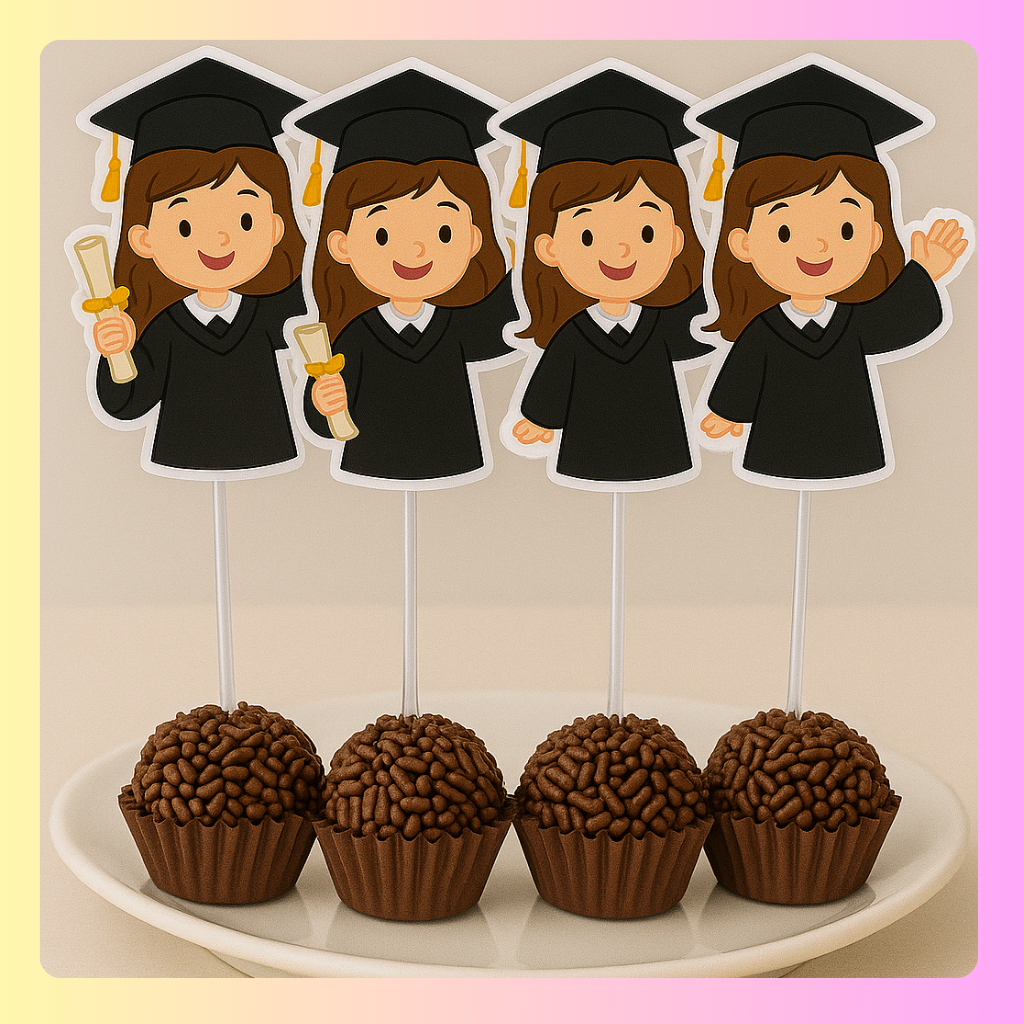 Topper para Doces Formatura ABC Infantil 30 Unidades Papel Fotografico ...