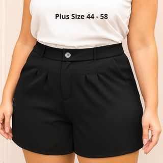Bermuda Feminina Social Plus Size Alfaiataria Cintura Alta Confortável Ideal Trabalho e Passeio