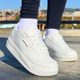 Tênis Casual Branco Feminino Masculino Conforto Premium Academia
