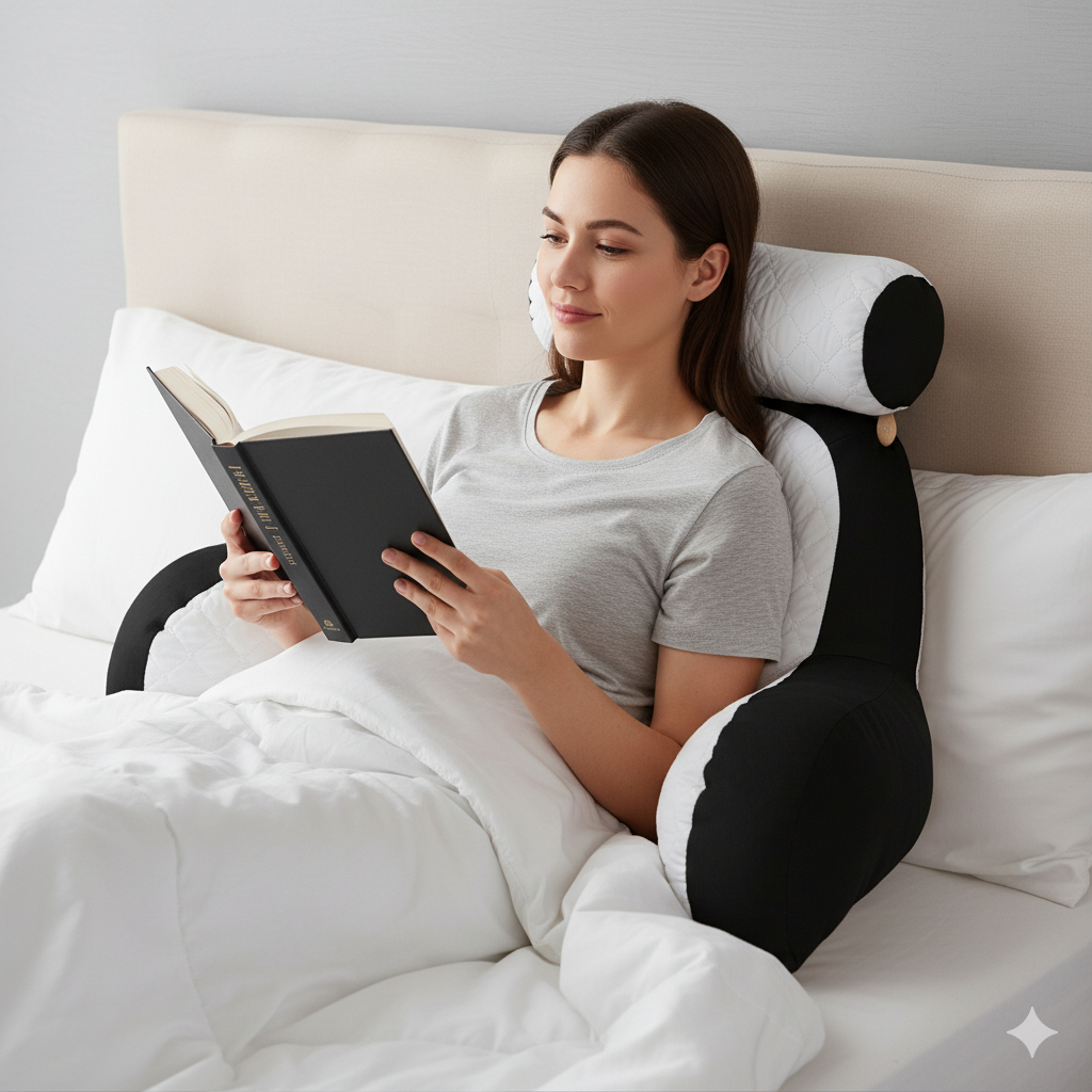 Almofada Ergonômica para Leitura e Filmes – Apoio de Costas com Braços