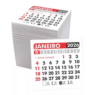 Bloco Calendário 2026 - 5x5 cm - Quantidade a escolher