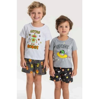 Pijama Masculino Meia Malha Algodão Estampado Confortável em Oferta na Shopee