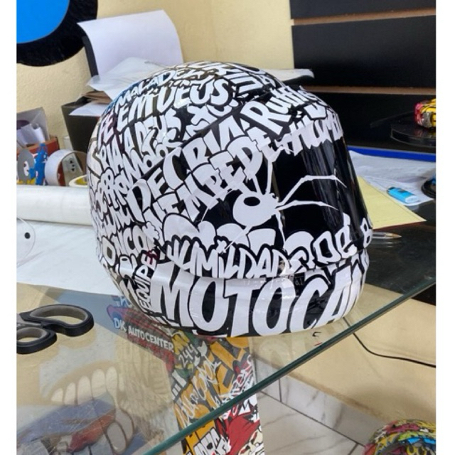 Capacete San Marino Adesivado Preto E Branco | Shopee Brasil