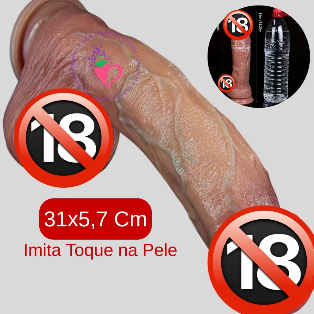 Pênis Gigante Grande Grosso 31x 5,7 Cm Ultra Realista Macio Dildo Ventosa Pinto de Borracha