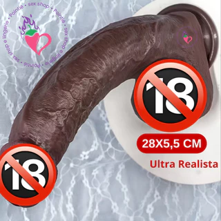 Pênis De Borracha Realista Preto Grande Grosso Pênis 28 Cm Macio Consolo Gigante