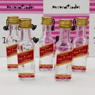 Mini garrafinha personalizada de vidro de 20ml Red para lembrancinha 10/15/20/30/50un