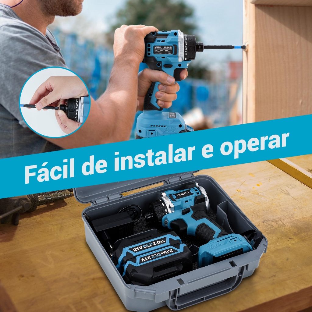 DOCTOR DEVIAS 2本セット Kit Parafusadeira de Impacto 21V Com Luz LED, 2 Baterias, Maleta e