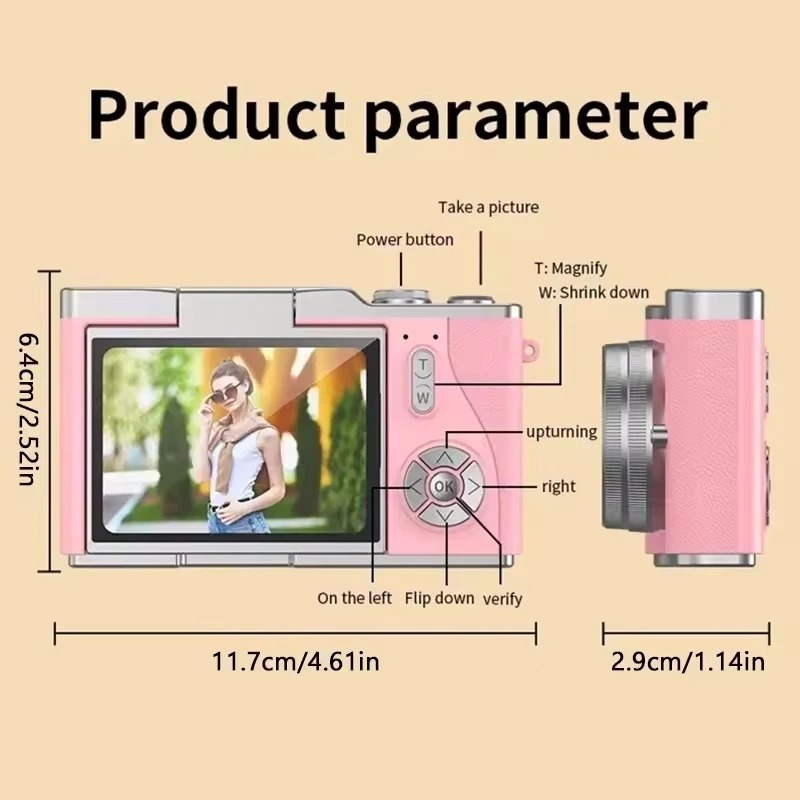 Câmera de zoom digital CCD 8x Tela flip LED de alta definição de 2