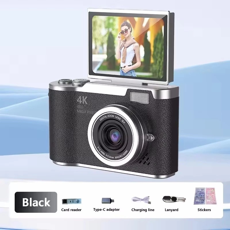 Câmera de zoom digital CCD 8x Tela flip LED de alta definição de 2