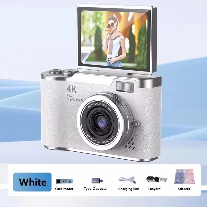 Câmera de zoom digital CCD 8x Tela flip LED de alta definição de 2