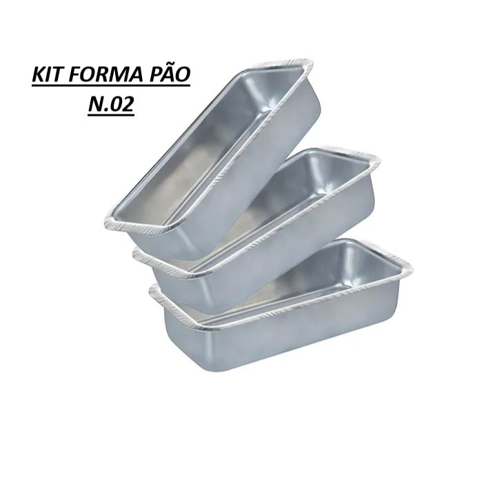 Formas de Pão n.02 - Kit Conjunto com 03 Unidades, Alumínio 