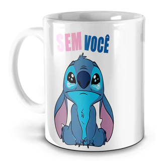 Caneca Stitch e Angel “Sem Você / Com Você” 💙 Caneca Casal Apaixonado – Presente Criativo e Romântico