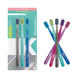 Escova Dental Kess Pro 6580 3 Unidades Cinza Verde Azul
