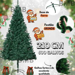 Árvore de natal 2.10 verde tradicional pinheiro cheia luxuosa canadense modelo PREMIUM